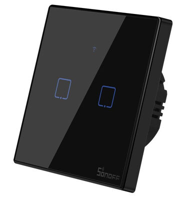 SONOFF smart διακόπτης ΤΧ-T3EU2C, αφής, Wi-Fi, διπλός, μαύρος