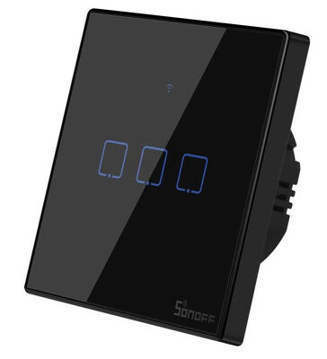 SONOFF smart διακόπτης ΤΧ-T3EU3C, αφής, Wi-Fi, τριπλός, μαύρος