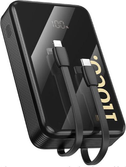 HOCO Q37A GRACEFUL, POWERBANK, 20000MAh, ΜΕ 2 ΕΝΣΩΜΑΤΩΜΕΝΑ ΚΑΛΩΔΙΑ, ΜΑΥΡΟ