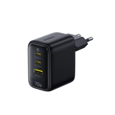 BASEUS ENERFILL FE22, ΦΟΡΤΙΣΤΗΣ ΤΟΙΧΟΥ, 2X TYPE-C + 1X USB-A, 70W, COSMIC BLACK