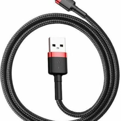 BASEUS CAFULE, ΚΑΛΩΔΙΟ ΦΟΡΤΙΣΗΣ, USB ΣΕ TYPE-C, 0.5m, 3A, ΚΟΚΚΙΝΟ+ΜΑΥΡΟ