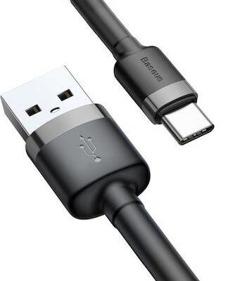 BASEUS CAFULE, ΚΑΛΩΔΙΟ ΦΟΡΤΙΣΗΣ, USB ΣΕ TYPE-C, 0.5m, 3A, ΓΚΡΙ+ΜΑΥΡΟ