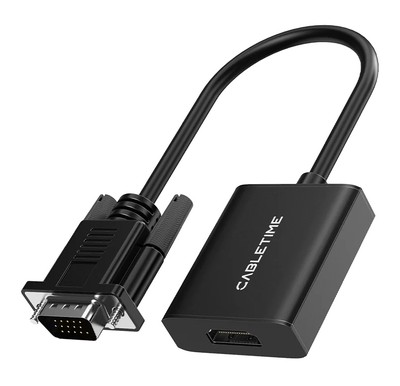 CABLETIME αντάπτορας VGA σε HDMI CT-AV582-VGAH με 3.5mm & micro USB, 1080p/60Hz, μαύρος