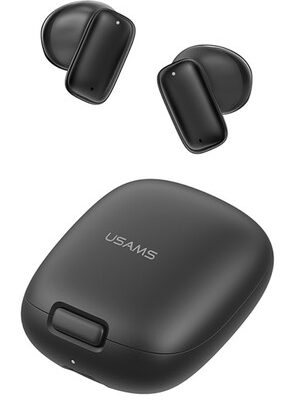 USAMS earphones με θήκη φόρτισης ID25, TWS, Φ13mm, 30/230mAh, μαύρα