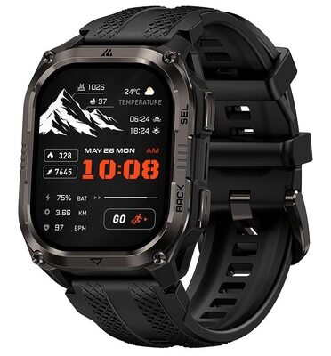 KOSPET smartwatch PULSE 2, heart rate, 1.96" AMOLED, GPS, 5 ATM & IP69, με φακό, μαύρο