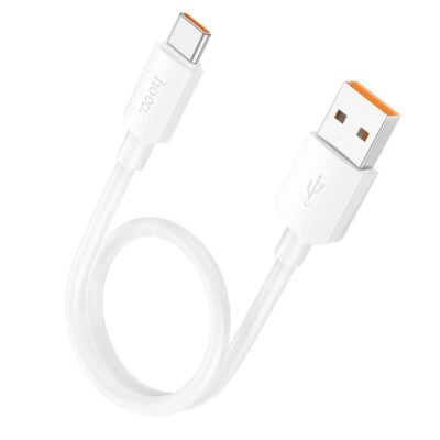 HOCO X96 HYPER, ΚΑΛΩΔΙΟ ΦΟΡΤΙΣΗΣ ΚΑΙ ΔΕΔΟΜΕΝΩΝ 100W, USB ΣΕ TYPE-C, 0.25m, ΛΕΥΚΟ