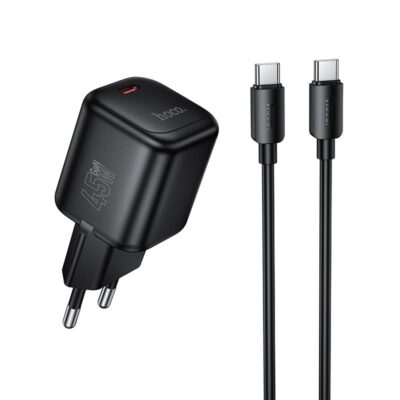 HOCO N84 ΦΟΡΤΙΣΤΗΣ ΤΟΙΧΟΥ, 45W, TYPE-C ΣΕ TYPE-C, ΜΑΥΡΟ